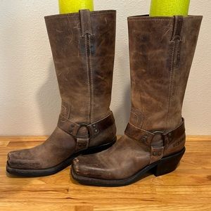 Brown leather boots